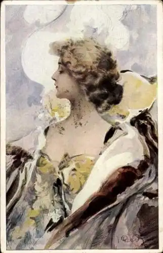 Künstler Ak Dedina, J., Gemaltes Portät einer jungen Frau