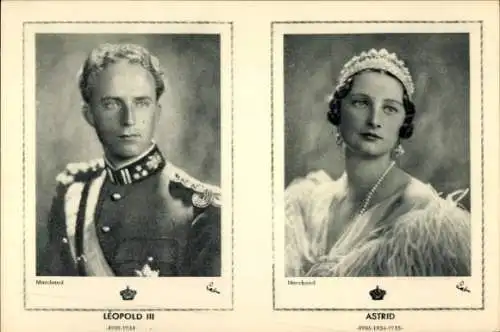 Ak König Leopold III. von Belgien, Königin Astrid, Astrid von Schweden