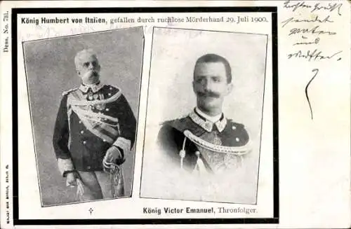 Ak König Humbert von Italien und Thronfolger König Victor Emanuel, Portraits in Uniform