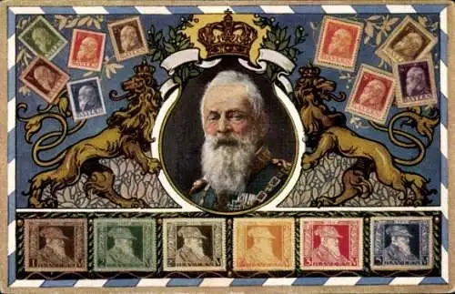 Briefmarken Ak Königreich Bayern, Prinzregent Luitpold von Bayern