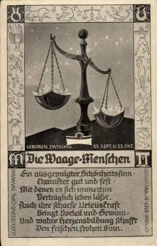 Ak Sternzeichen Waage, Ausgeprägter Schönheitssinn, Charakter gut und fest