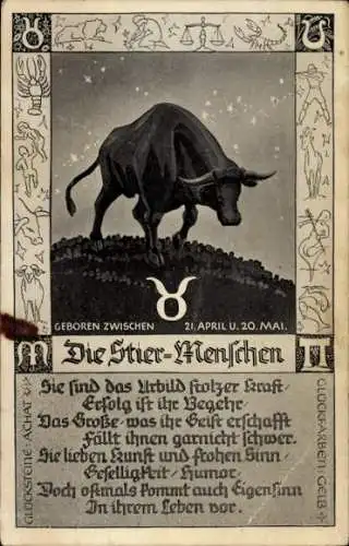 Ak Sternzeichen Stier, Taurus, 21. April bis 20. Mai