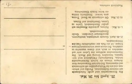 Ak Sternzeichen Stier, Taurus, 21. April bis 20. Mai