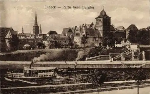 Ak Hansestadt Lübeck,  Partie beim Burgtor