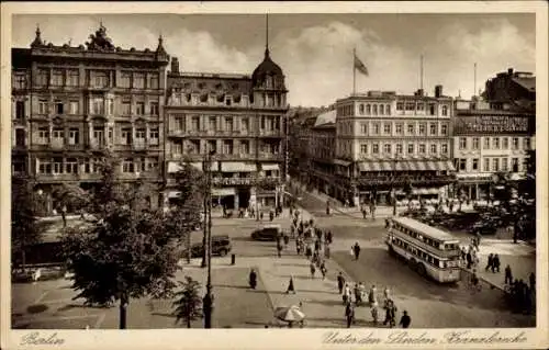 Ak Berlin Mitte, Unter den Linden, Kranzlerecke, Omnibus