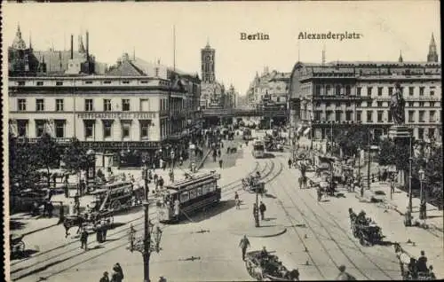 Ak Berlin Mitte, Alexanderplatz, Bahnhof, Photographisches Atelier, Straßenbahnen