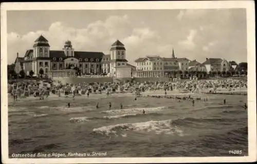 Ak Ostseebad Binz auf Rügen, Kurhaus und Strand