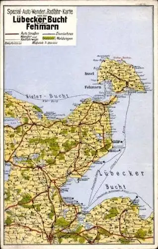 Landkarten Ak Lübeck, Lübecker Bucht, Fehmarn, Kieler Bucht, Grevesmühlen