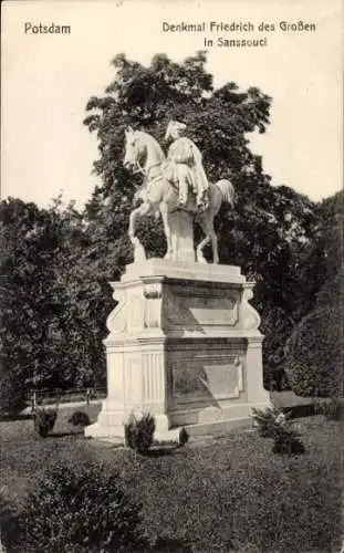 Ak Potsdam Sanssouci, Denkmal Friedrich des Großen in Sanssouci
