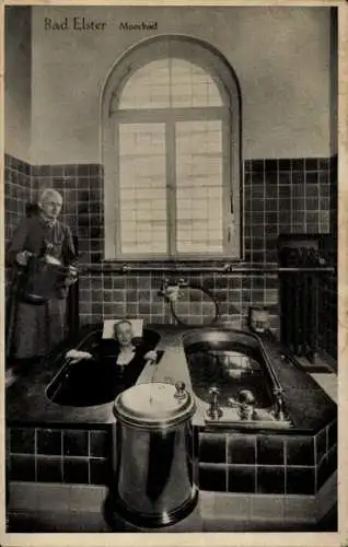 Ak Bad Elster Vogtland, Moorbad, Mann im Moorbad, Badewanne
