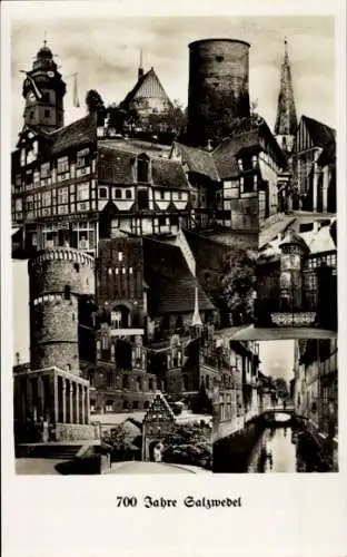 Ak Salzwedel in der Altmark, Verschiedene Gebäude und Sehenswürdigkeiten der Stadt Salzwedel