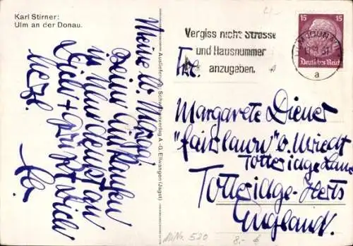 Künstler Ak  Ulm an der Donau, Teilansicht, Münster