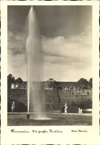 Ak Potsdam Sanssouci, Springbrunnen, Schloss  Potsdam