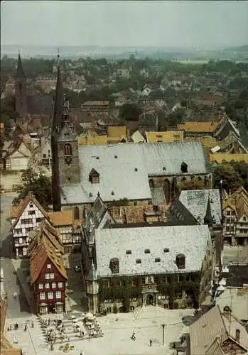 Ak Quedlinburg im Harz, Luftaufnahme Markt