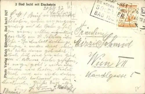Ak Bad Ischl in Oberösterreich, Gesamtansicht mit Dachstein