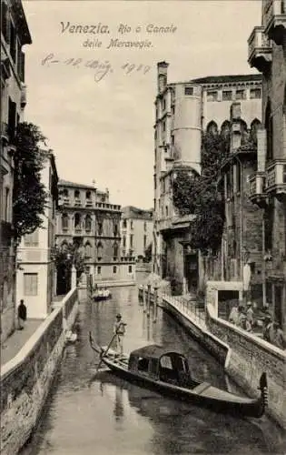 Ak Venezia Venedig Veneto, Kanal, Gondel, Rio o Canale delle Meravegie