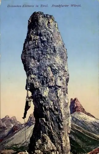 Ak Dolomiten Südtirol, Kletterei, Frankfurter Würstl