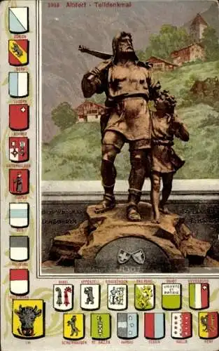 Wappen Ak Altdorf Kt Uri, Telldenkmal, Kantonswappen
