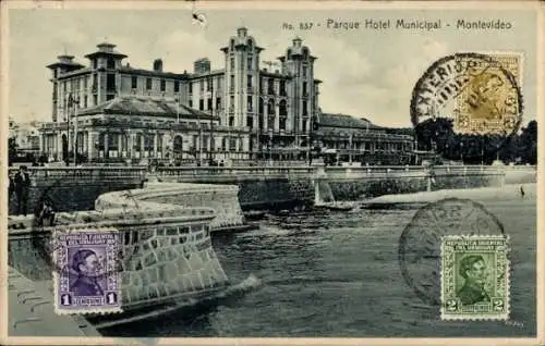 Ak Montevideo Uruguay, Parque Hotel Municipal, Wasser, Gebäude, historische Postkarte