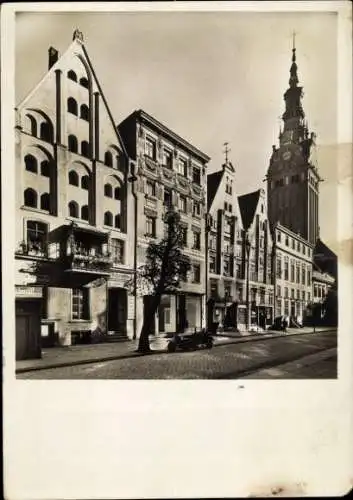 Ak Elbląg Elbing Westpreußen, Brückstraße, Turm der Nikolaikirche