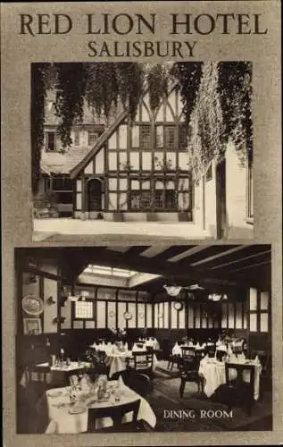 Ak Salisbury South West England, Red Lion Hotel, Dining Room, historische Gebäude, Essbereich