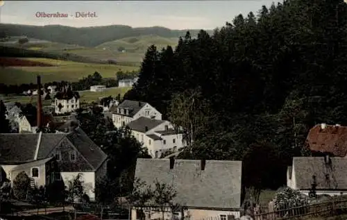 Ak Dörfel Leibnitzdörfel Olbernhau im Erzgebirge, Dörfel, ländliche Szenerie, Gebäude, Bäume, ...