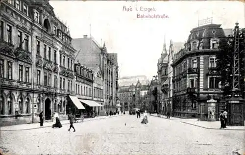 Ak Aue im Erzgebirge Sachsen, Bahnhofstraße