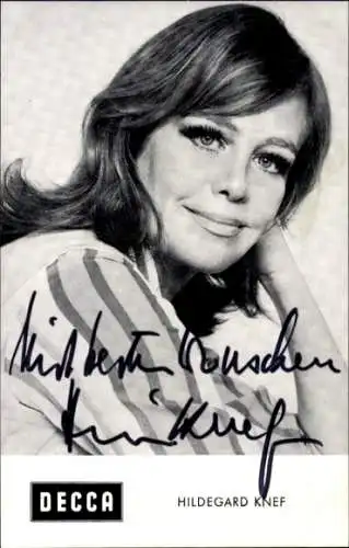 Ak Sängerin u. Schauspielerin Hildegard Knef, Portrait, Decca, Autogramm