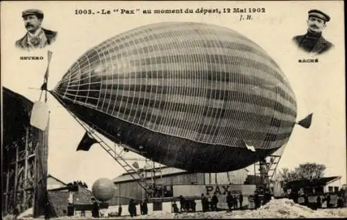 Ak Dirigeable Pax au moment du depart 1902, Severo, Sache, französisches Luftschiff