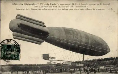 Ak Französisches Luftschiff Ville de Paris