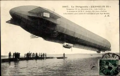 Ak Luftschiff Zeppelin IV über dem Bodensee