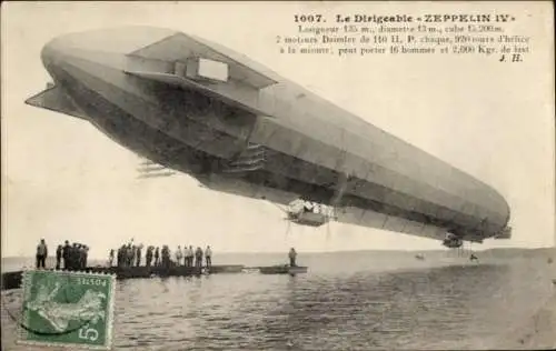 Ak Luftschiff Zeppelin IV über dem Bodensee