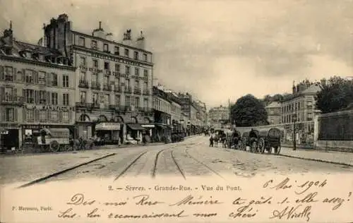 Ak Sèvres Hauts de Seine, Grande Rue, vue du Pont