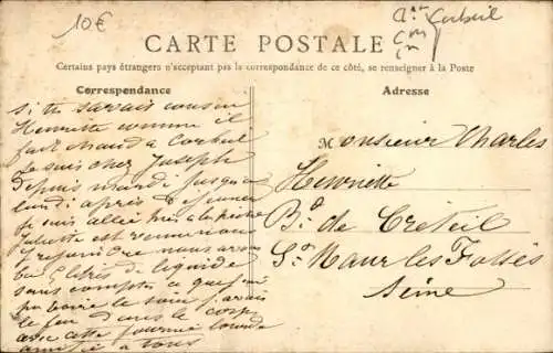 Ak Corbeil Essonne, Historischer Wasserbau, Mühlen, Quai, Postkarte aus Paris