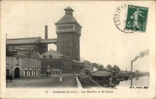 CPA Corbeil-Essonne, les Moulins, les Quais