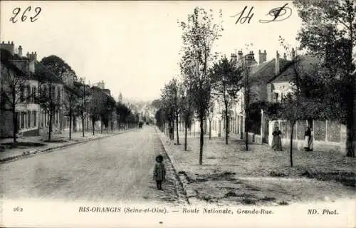 CPA Ris Orangis Essonne, Route Nationale, Grande-Rue