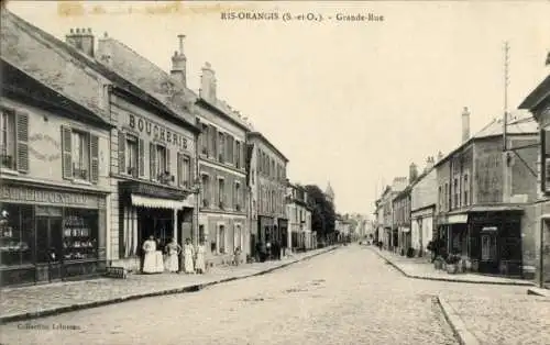 CPA Ris Orangis Essonne, Grande-Rue, Boucherie, Epicerie