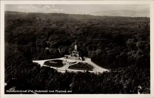 Ak Rüdesheim am Rhein, Niederwald Nationaldenkmal, Fliegeraufnahme