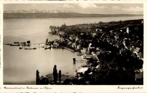 Ak Immenstaad am Bodensee, Fliegeraufnahme, Alpen