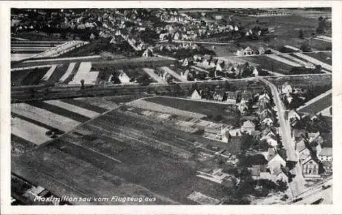 Ak Maximiliansau Wörth am Rhein, Fliegeraufnahme