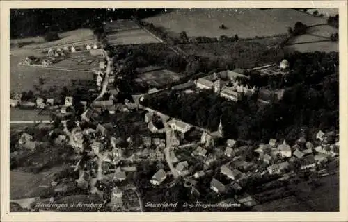 Ak Herdringen Arnsberg im Sauerland, Fliegeraufnahme