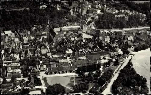 Ak Landsberg am Lech Oberbayern, Städtisches Schülerheim, Fliegeraufnahme