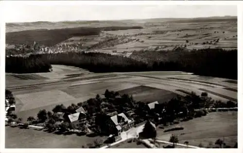 Ak Heselbronn Altensteig im Schwarzwald Württemberg, Gasthof u. Pension z. Hirsch, Fliegeraufnahme