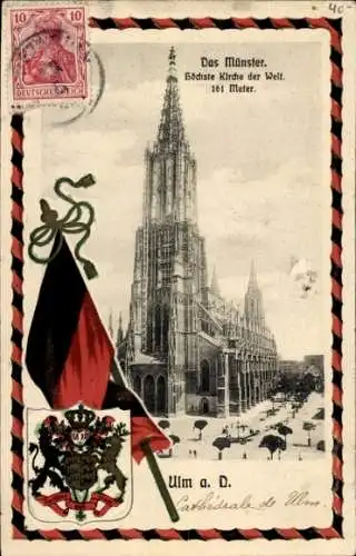Präge Wappen Ak Ulm an der Donau, Münster