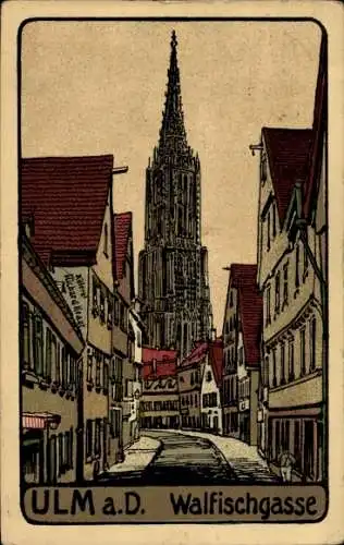Steindruck Ak Ulm a.d. Donau, Walfischgasse, Münster