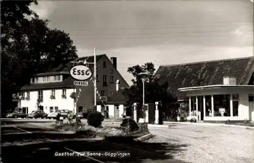 Ak Gögglingen Ulm an der Donau, Gasthof zur Sonne, Esso Tanksäule