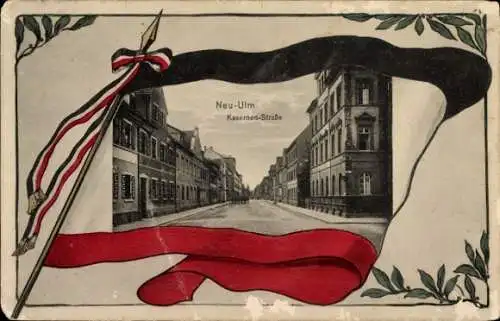Passepartout Ak Neu-Ulm in Schwaben, Blick in die Kasernenstraße