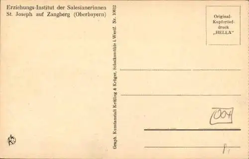 Ak Zangberg in Oberbayern, Erziehungsinstitut der Salesianerinnen St. Joseph, Musikzimmer