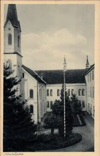 Ak Zangberg in Oberbayern, Erziehungsinstitut der Salesianerinnen St. Joseph, Kirchenplatz