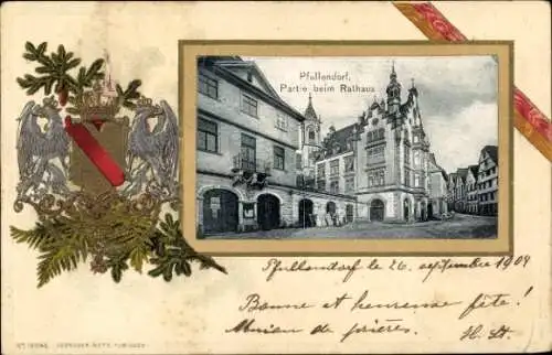 Präge Wappen Passepartout Ak Pfullendorf in Baden, Rathaus